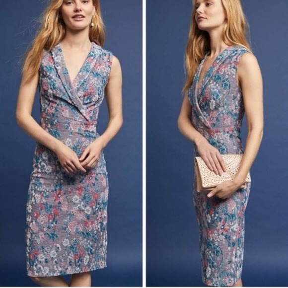 Maeve Blue Floral Midi Dress - Picture 1 of 7